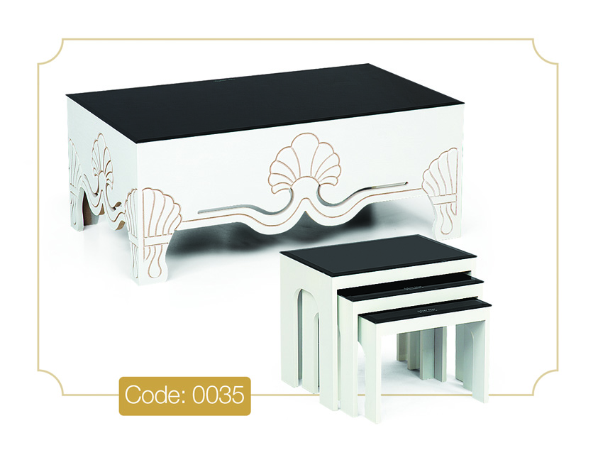 خرید جلو مبلی و عسلی مدل 0035 نگین چوب MDF صفحه شیشه سکوریت