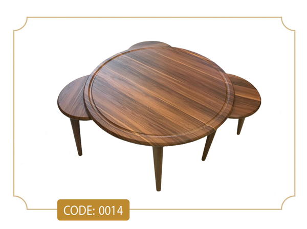 خرید جلومبلی و عسلی گرد مدل 0014 صفحه ام دی اف وکیوم پایه چوب