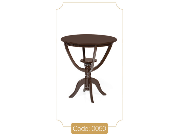 خرید میز خاطره گرد قهوه‌ای مدل 0050 صفحه ام دی اف پایه چوب