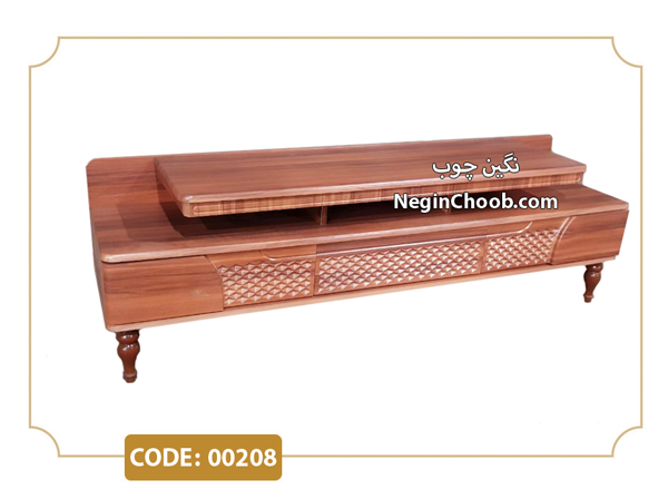 میز تلویزیون آرامیس مدل 00208 ام دی اف وکیوم پایه چوب