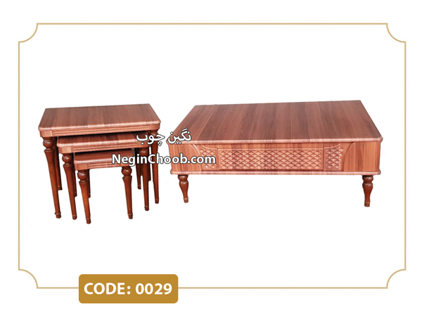 خرید جلومبلی و عسلی آرامیس مدل 0029 تمام MDF وکیوم پایه چوب