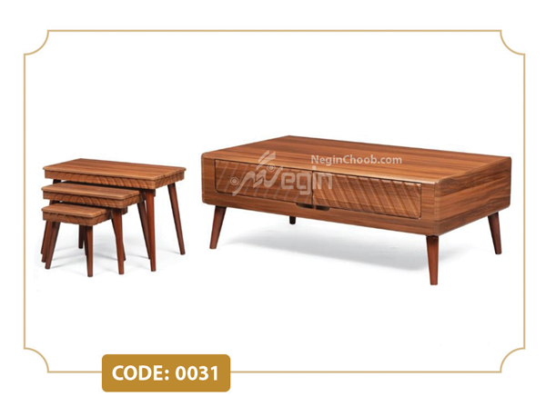 جلومبلی و عسلی دیانا مدل 0031 صفحه MDF وکیوم پایه چوب