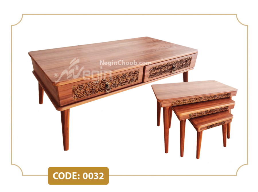 خرید جلومبلی و عسلی ریوا مدل 0032 صفحه MDF وکیوم پایه پلیمری